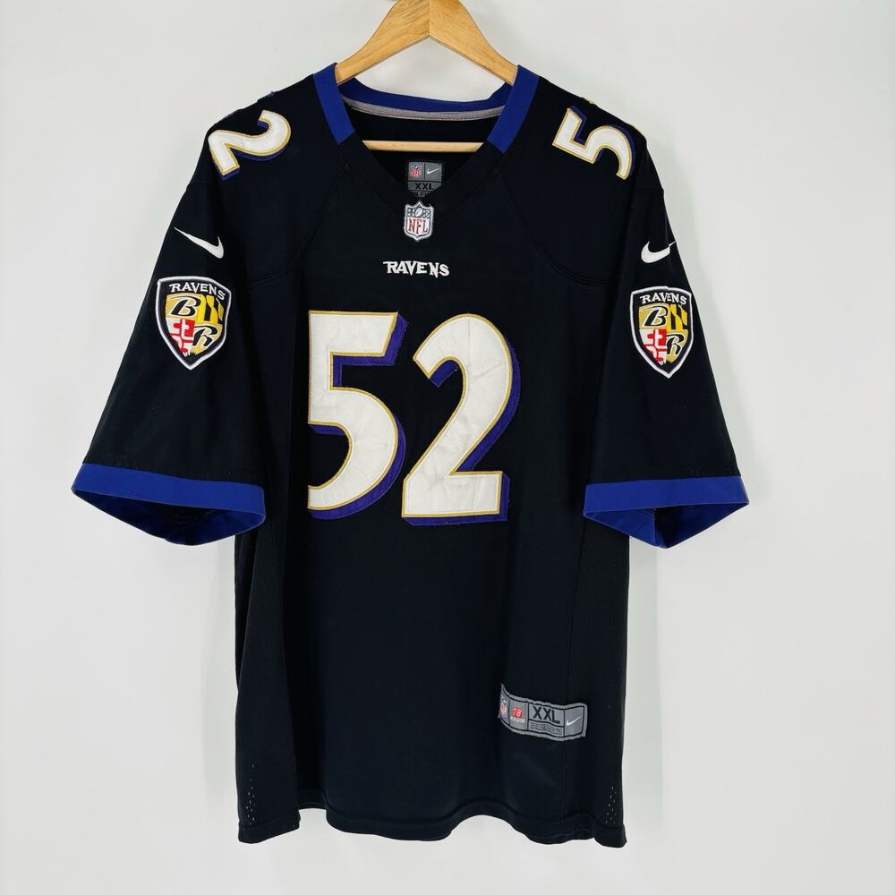 Pre-Owned Nike On Field Elite Ray Lewis Baltimore Ravens NFL Jersey 52 Men's 2XL